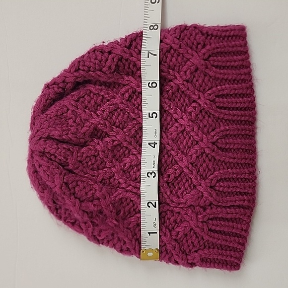 Cable knit Kids Purple Beanie Warm Winter Hat - Picture 5 of 10